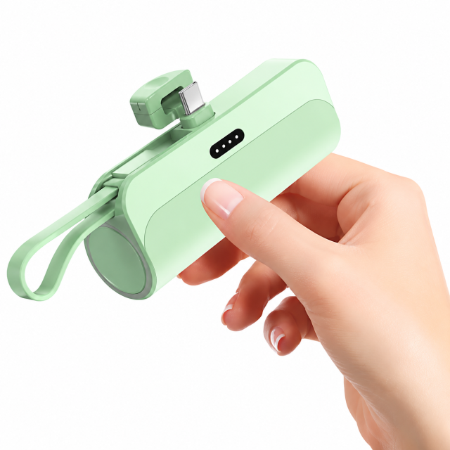 5000mAh Portable Mini Power Bank With Dual Built-In Cables