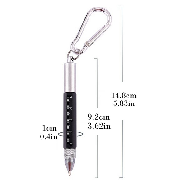 6-in-1 Metal Carabiner Multi-Tool Pen