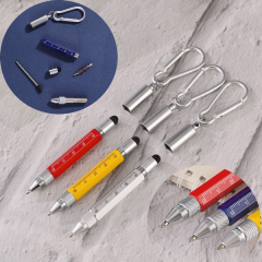 6-in-1 Metal Carabiner Multi-Tool Pen