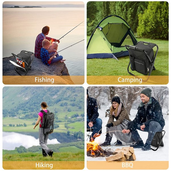 600D Oxford Folding Stool Backpack Cooler Bag