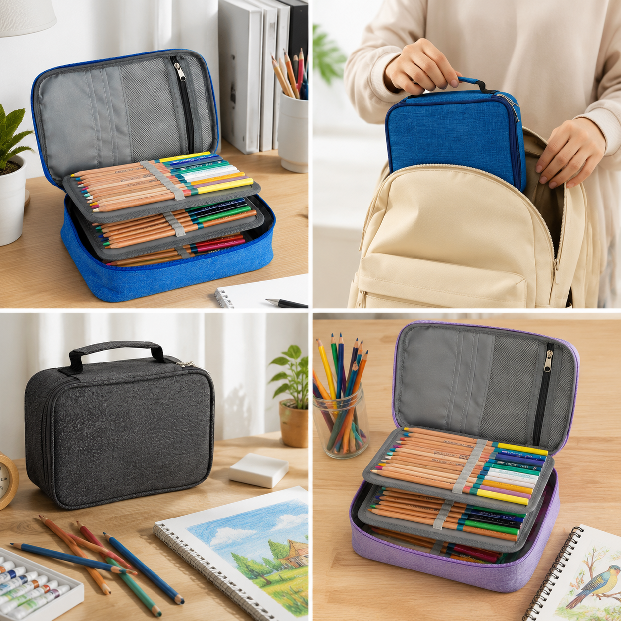 72-Slot Large Capacity Colored Pencil Organizer Case