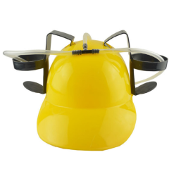Beer Drinking Helmet Hat with Dual Can Holders and Straws