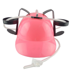 Beer Drinking Helmet Hat with Dual Can Holders and Straws