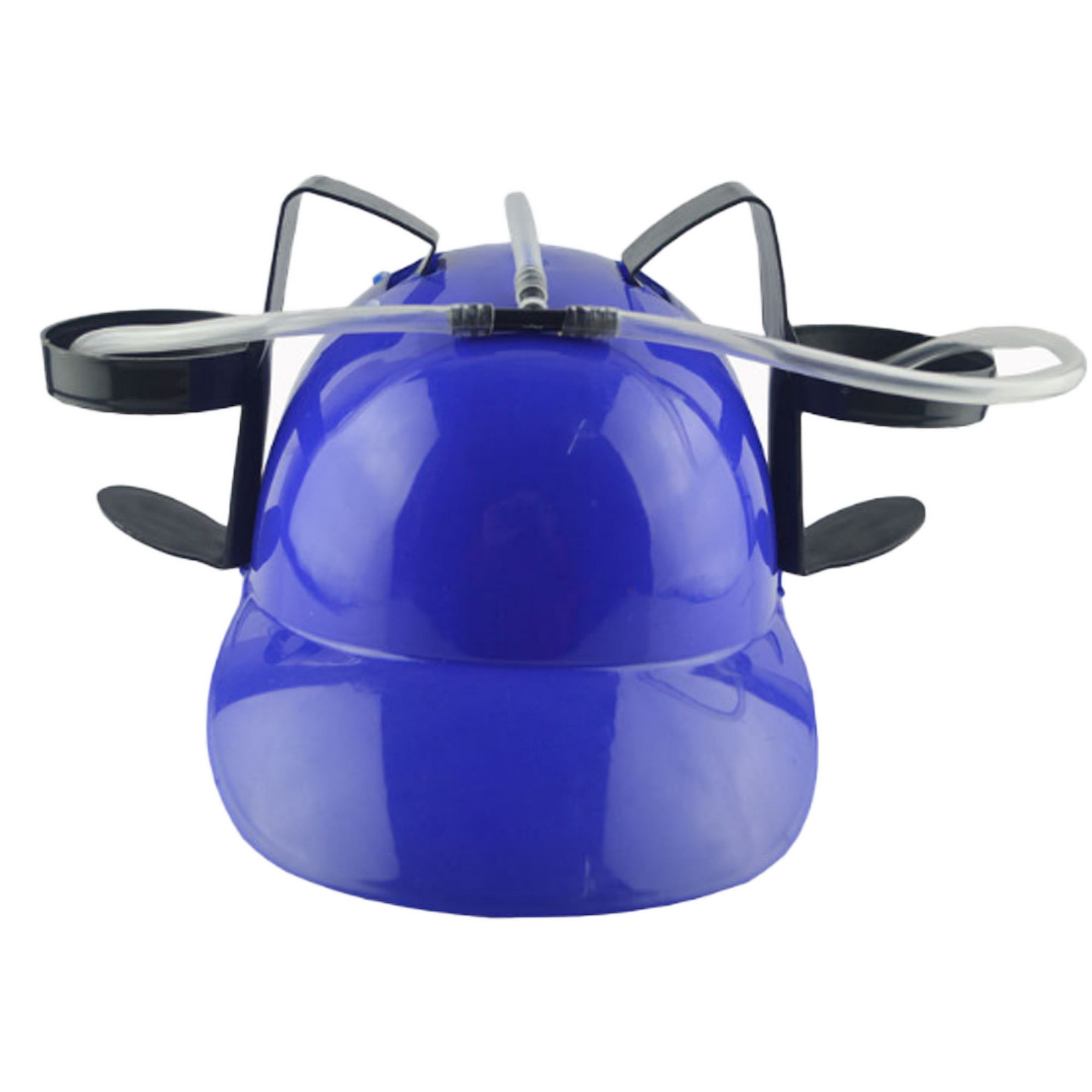 Beer Drinking Helmet Hat with Dual Can Holders and Straws
