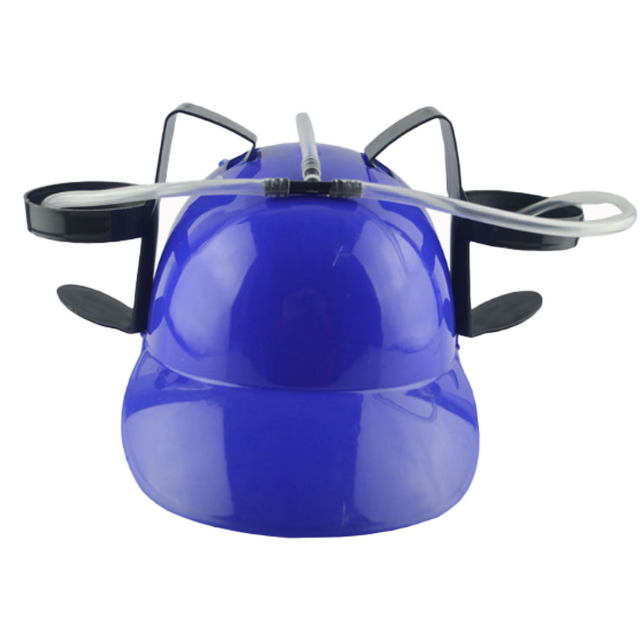 Beer Drinking Helmet Hat with Dual Can Holders and Straws