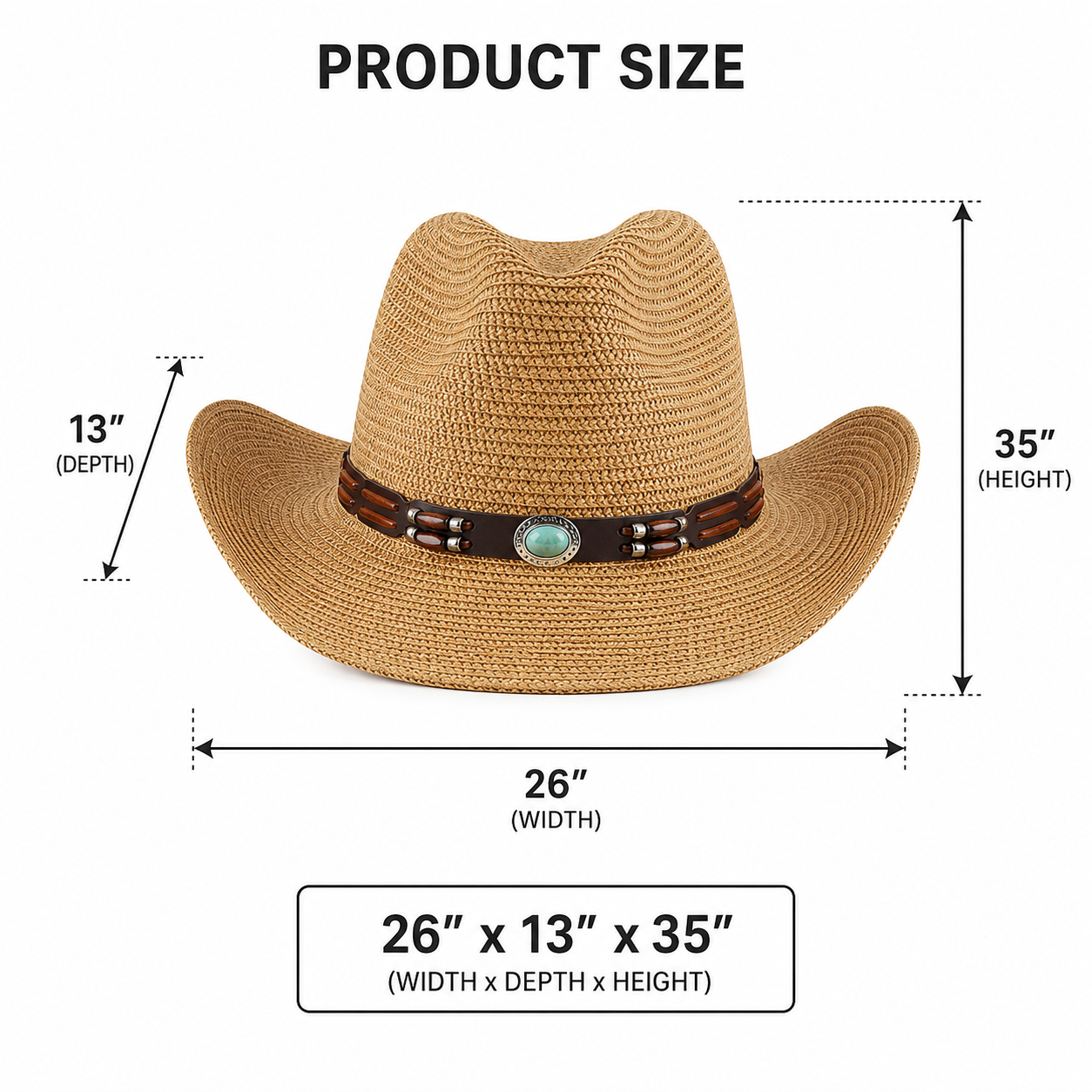 Breathable Western Straw Cowboy Sun Hat