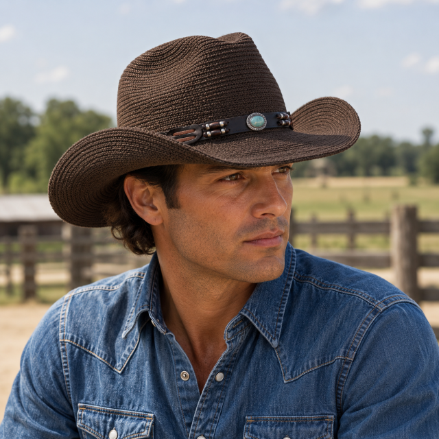 Breathable Western Straw Cowboy Sun Hat