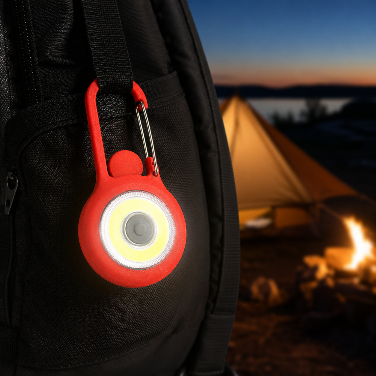 COB LED Carabiner Safety Flashlight
