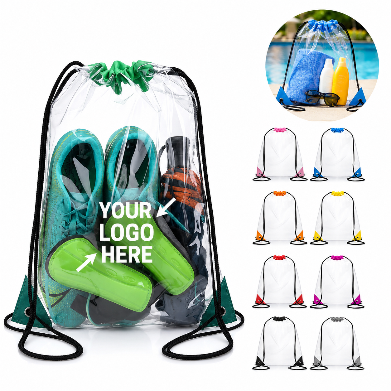 Clear PVC Drawstring Backpack Bag