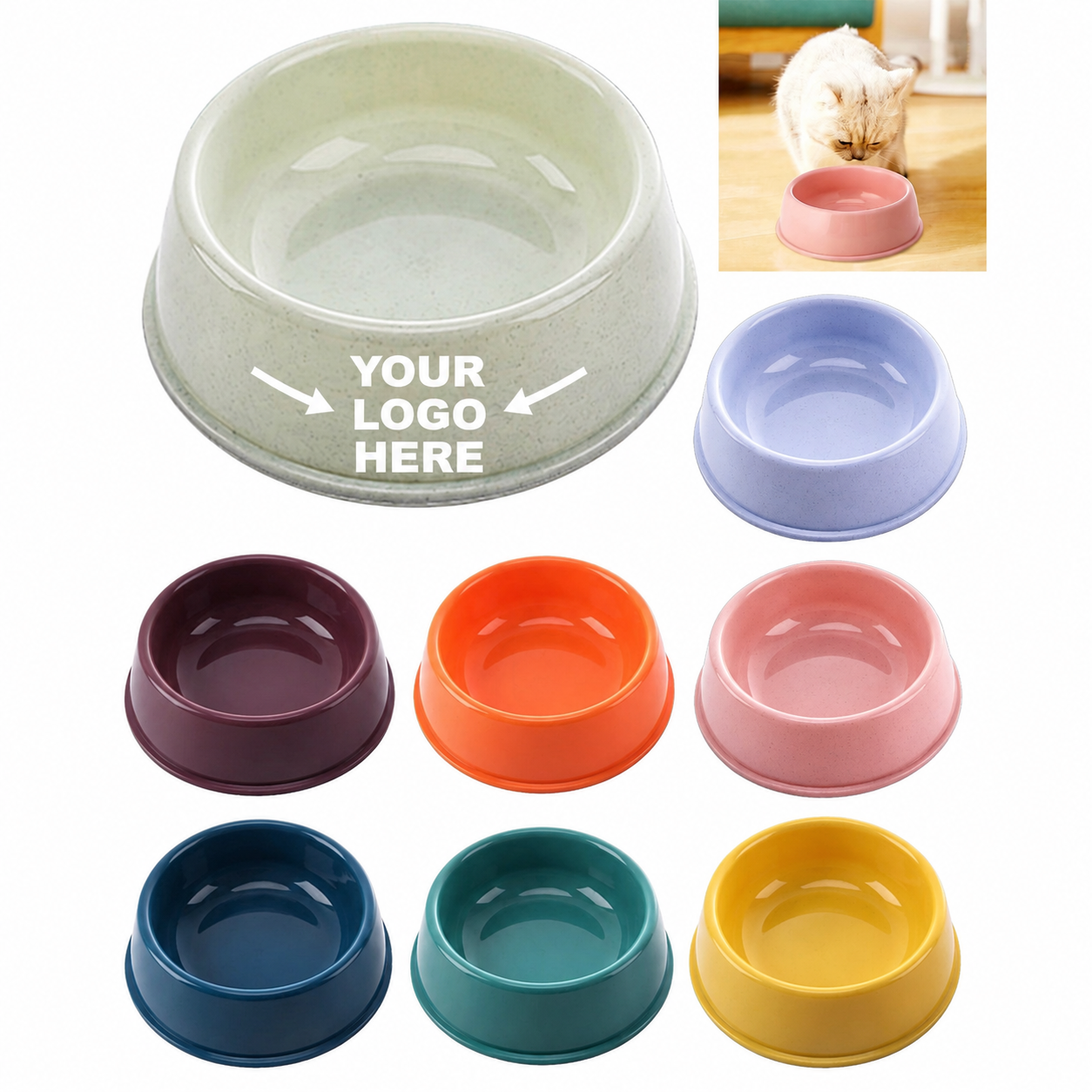Colorful Plastic Pet Feeding Bowl Set