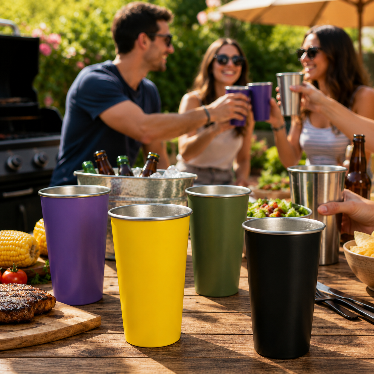 Commercial-Grade 304 Stainless Steel Stackable Pint Cup 17oz - Durable Metal Drinkware