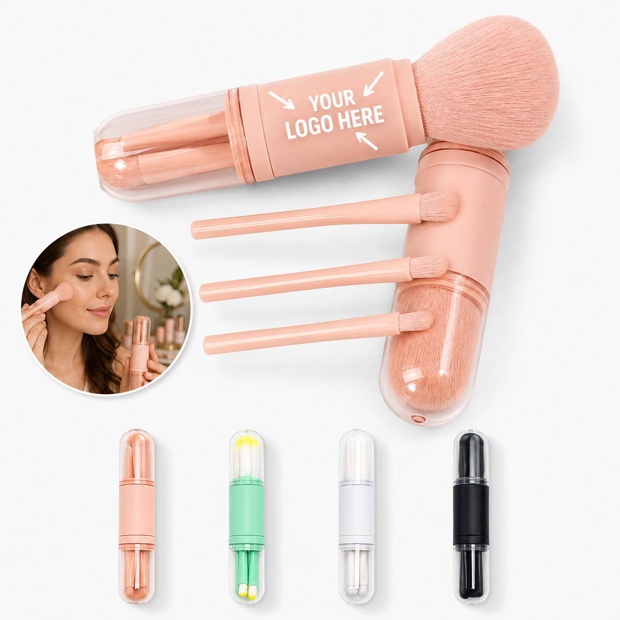 Compact Makeup Brush Set With Protective Case