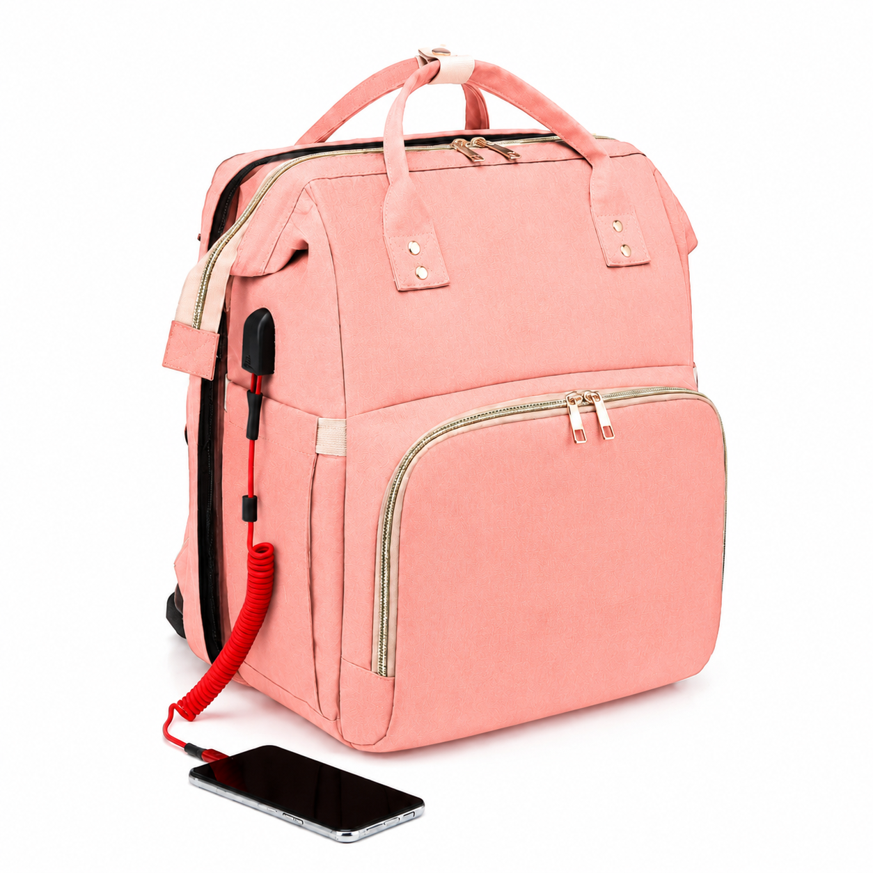 Convertible Baby Diaper Backpack with Foldable Crib