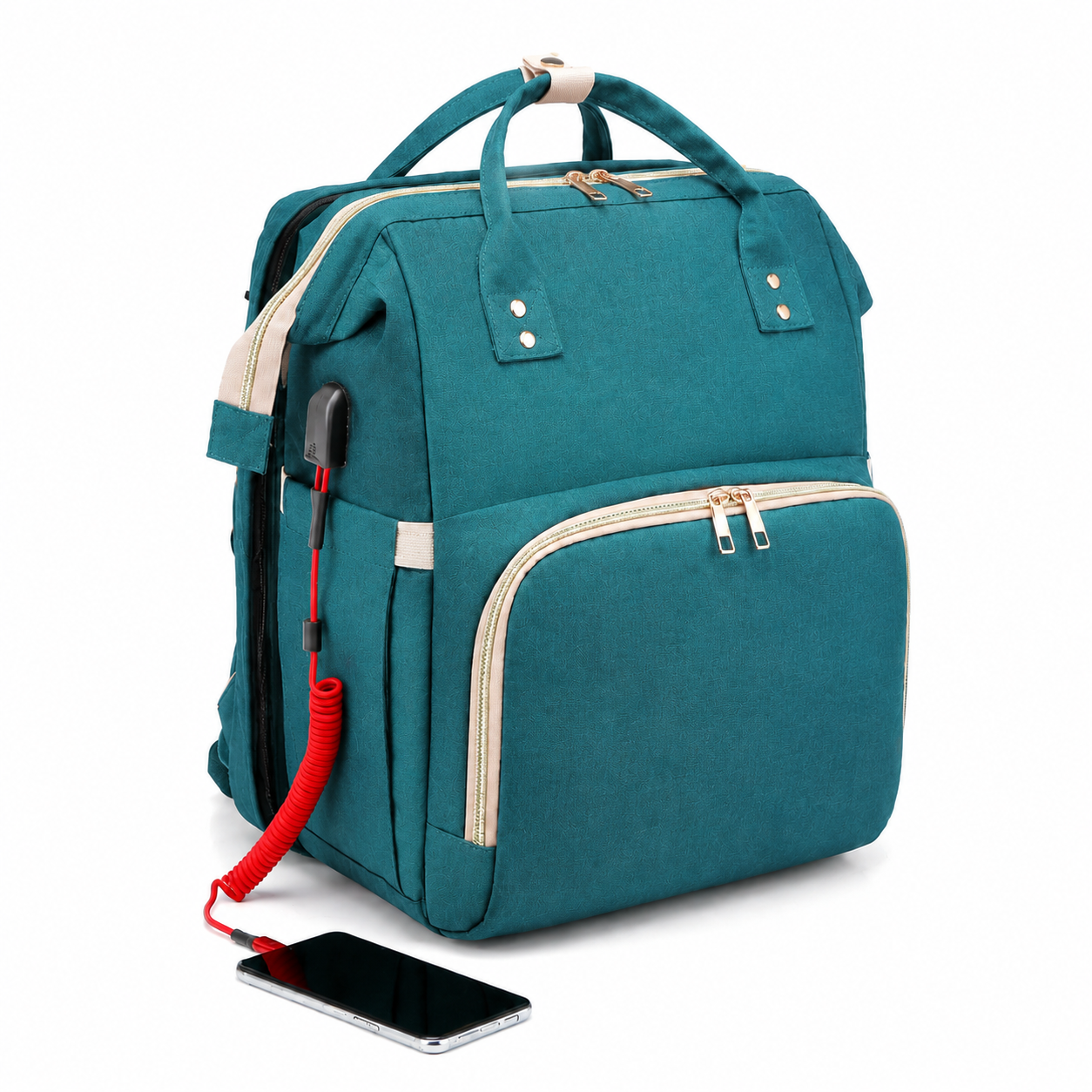 Convertible Baby Diaper Backpack with Foldable Crib