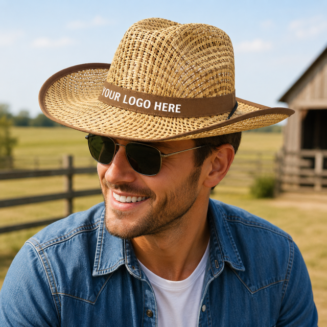 Curved Straw Cowboy Visor Hat