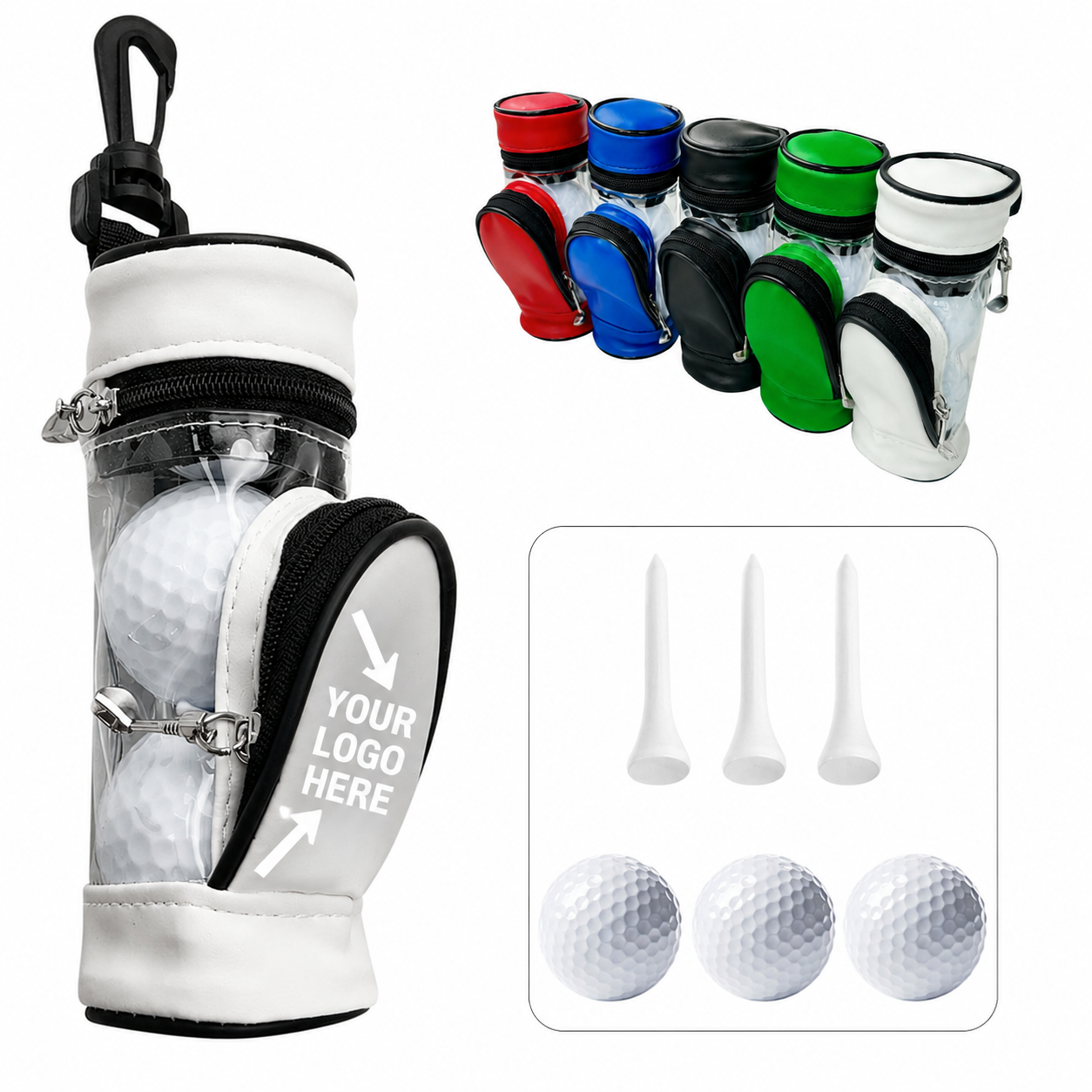 Custom Portable Golf Ball Bag With Tees And Golf Balls