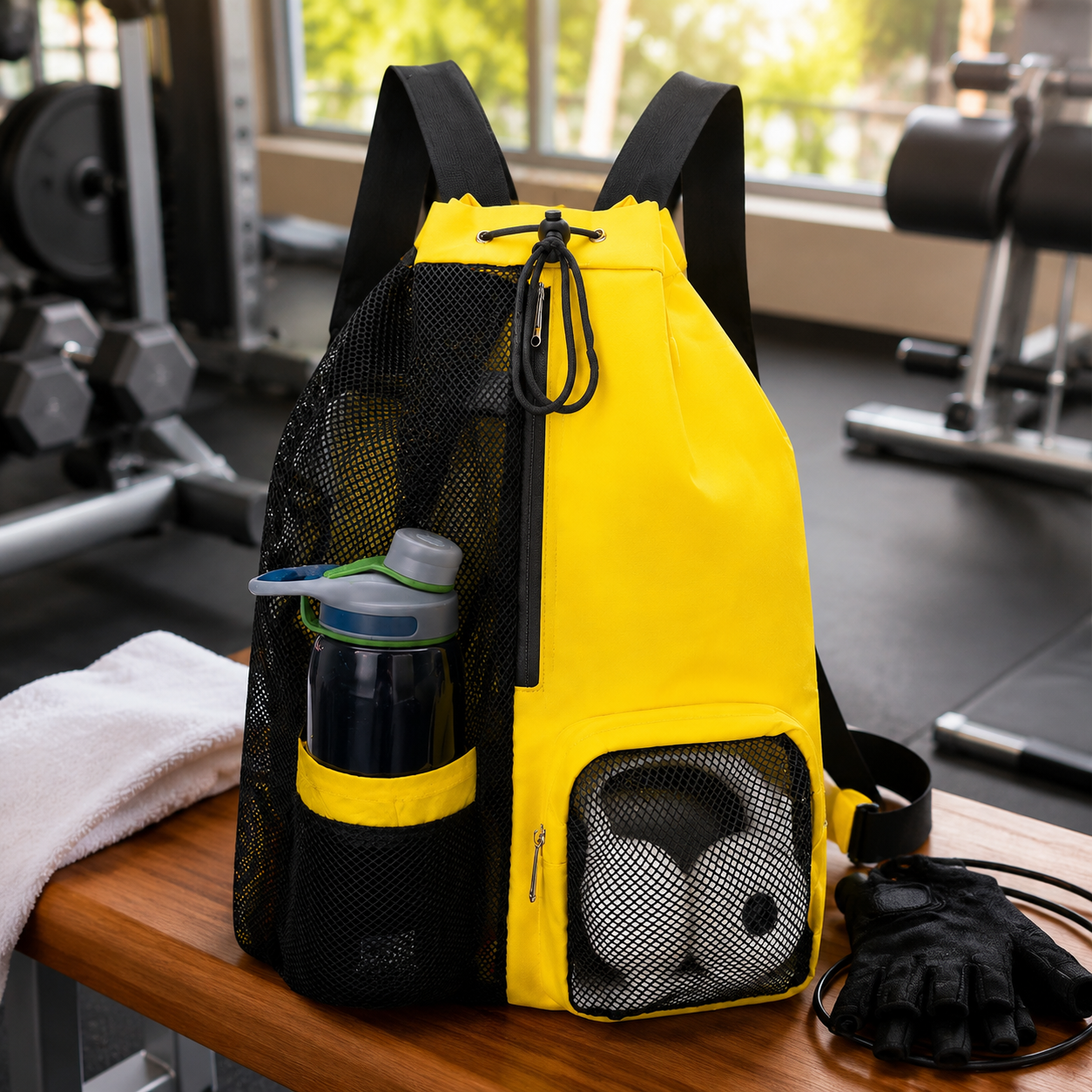 Drawstring Backpack with Multiple Storage Pockets