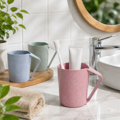 Eco-Friendly Wheat Straw Toothbrush Cup - BPA Free Multi-Purpose Bathroom Tumbler