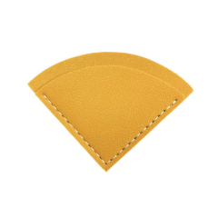 Fan-Shaped PU Leather Corner Bookmark with Tabs & Ruler
