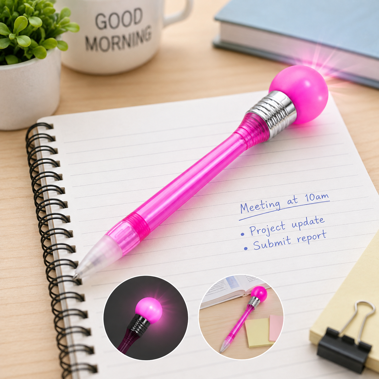 Flashing LED Bulb Ballpoint Pen