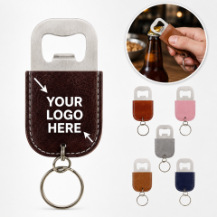 Leather Stainless Steel Bottle Opener Keychain