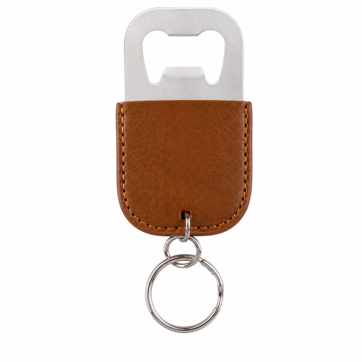 Leather Stainless Steel Bottle Opener Keychain