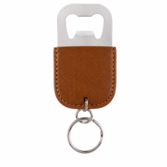 Leather Stainless Steel Bottle Opener Keychain