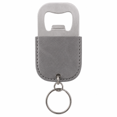 Leather Stainless Steel Bottle Opener Keychain