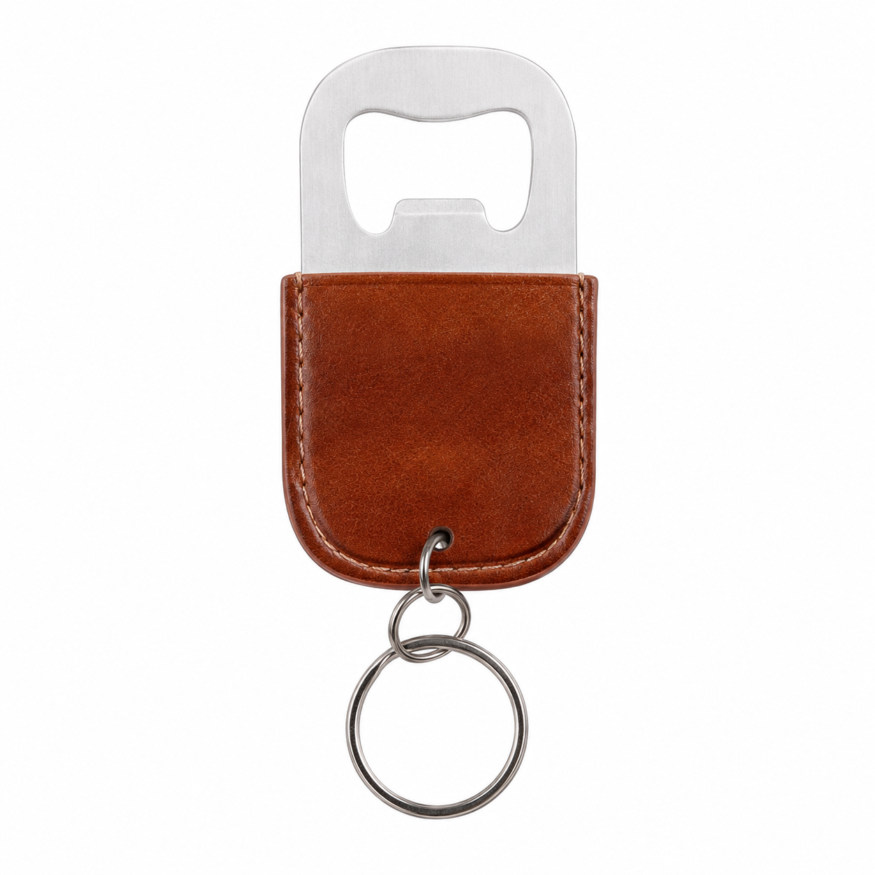 Leather Stainless Steel Bottle Opener Keychain