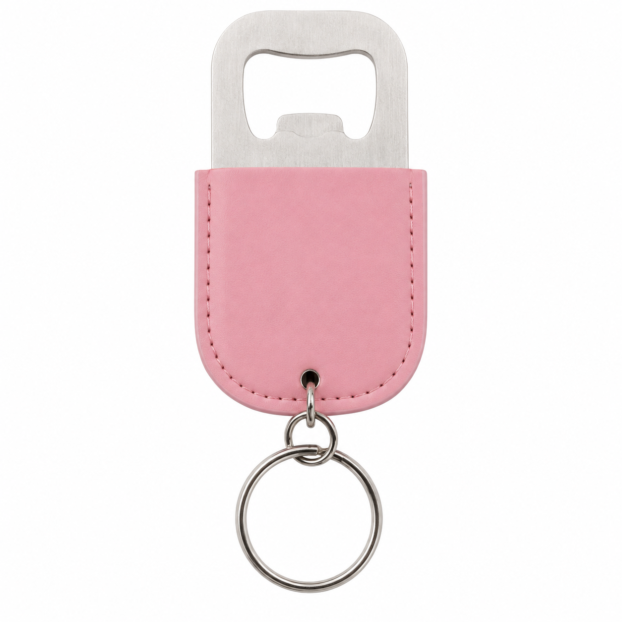 Leather Stainless Steel Bottle Opener Keychain