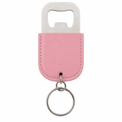 Leather Stainless Steel Bottle Opener Keychain