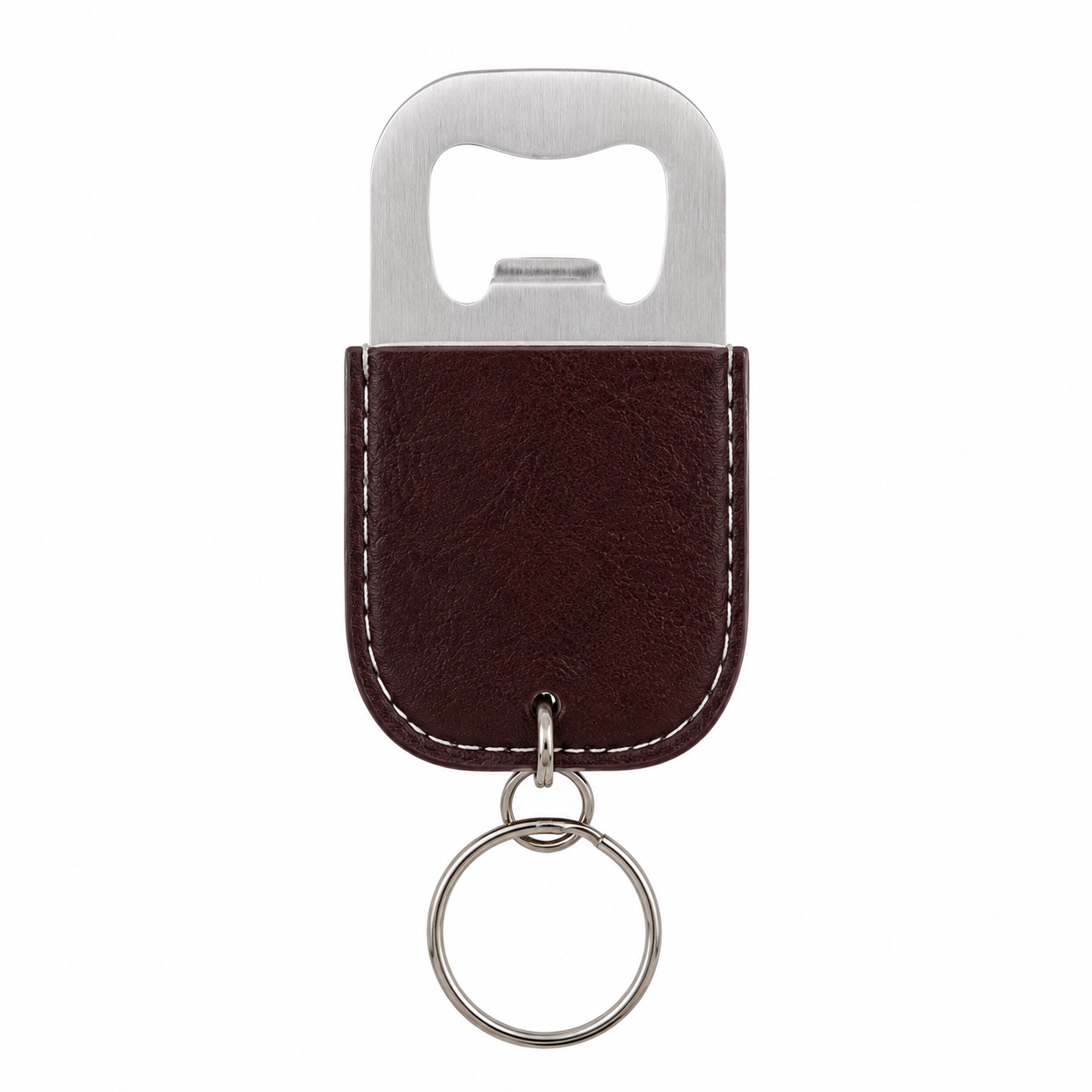 Leather Stainless Steel Bottle Opener Keychain