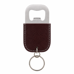 Leather Stainless Steel Bottle Opener Keychain