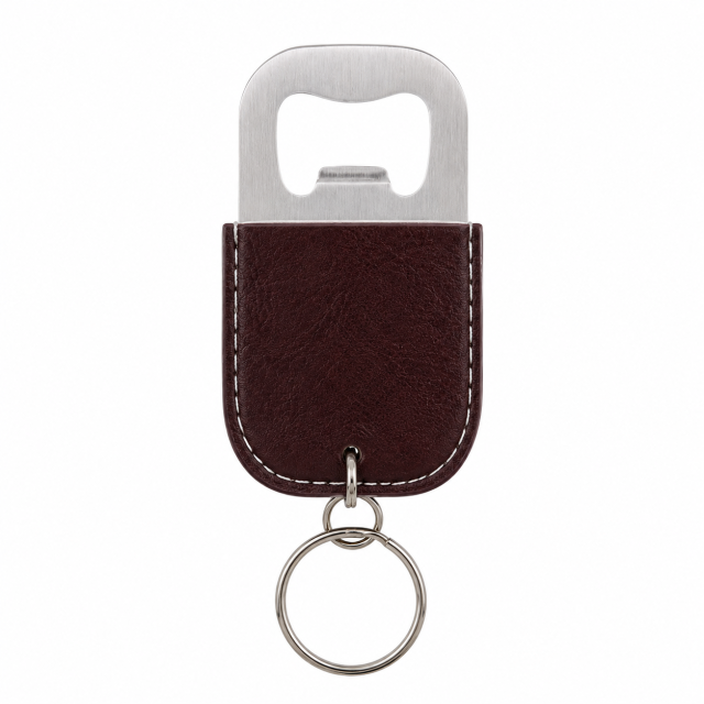 Leather Stainless Steel Bottle Opener Keychain
