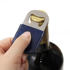 Leather Stainless Steel Bottle Opener Keychain
