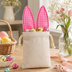 Linen Rabbit-Ear Drawstring Gift Bag