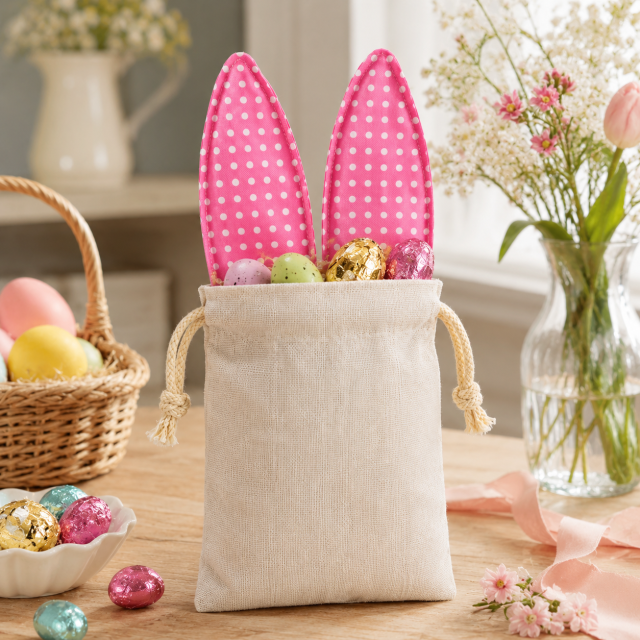 Linen Rabbit-Ear Drawstring Gift Bag