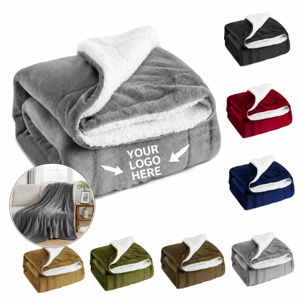 Luxury Lambswool Reversible Double-Layer Thickened Throw Blanket