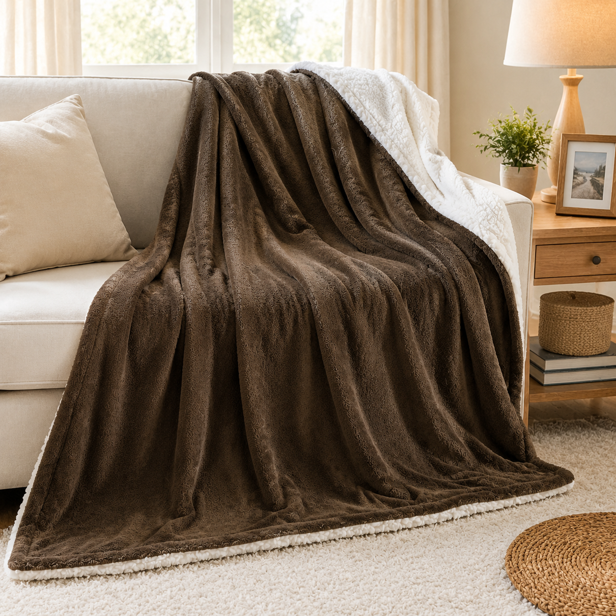 Luxury Lambswool Reversible Double-Layer Thickened Throw Blanket