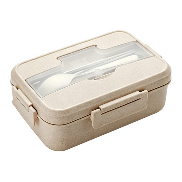 Microwave-Safe Compartment Bento Lunch Box With Cutlery