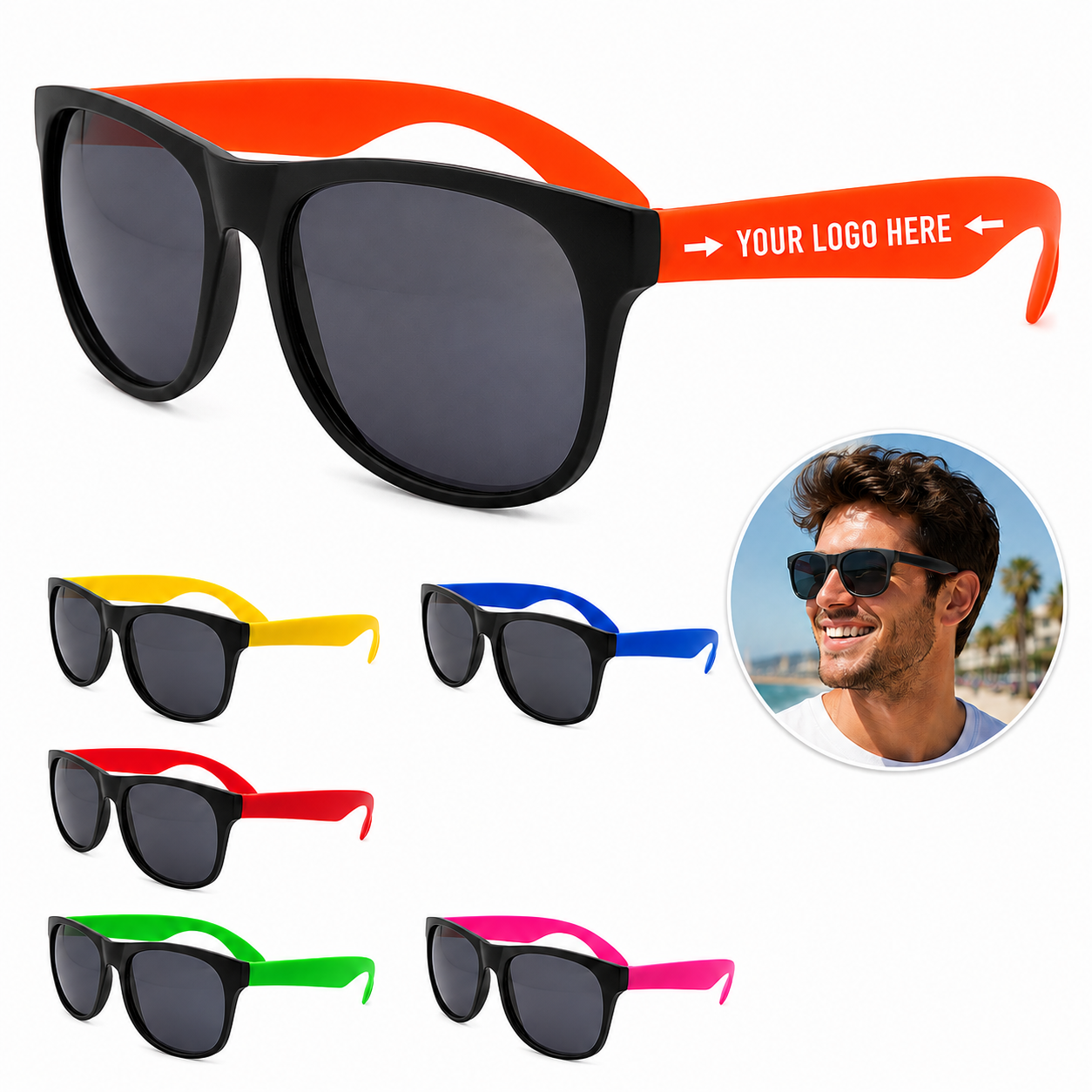 Neon Matte Two-Tone Promotional Sunglasses