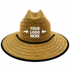 Patterned Straw Lifeguard Sun Hat