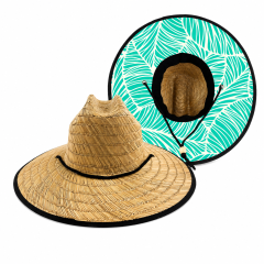 Patterned Straw Lifeguard Sun Hat