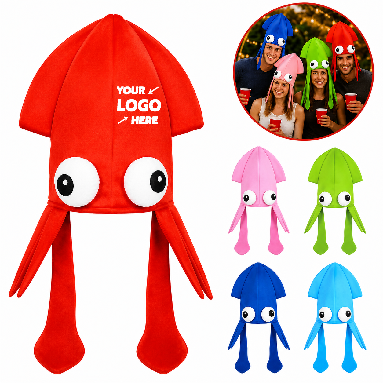 Polyester Squid Novelty Party Hat