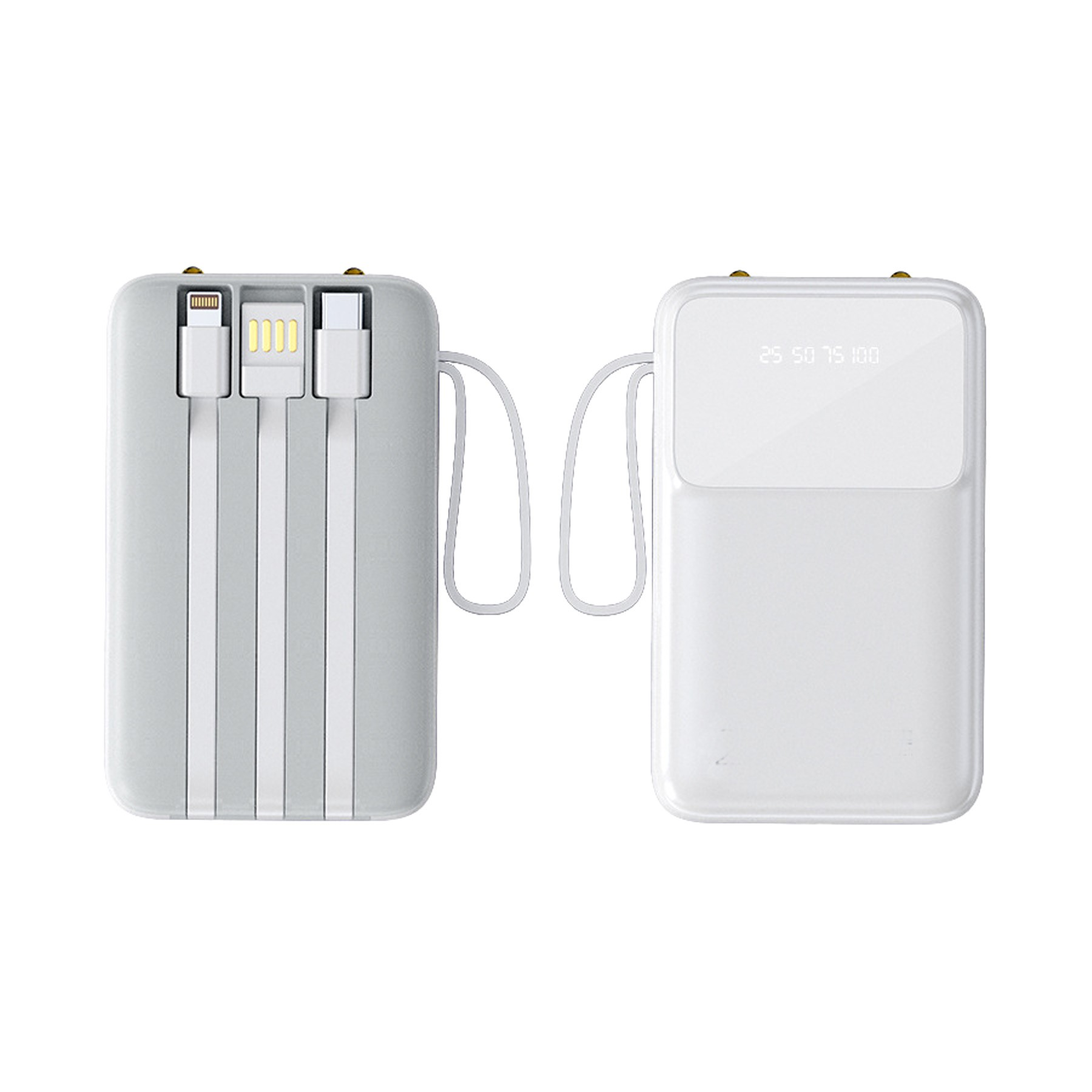 Portable Charger with Built-In Cables and 10000mAh Capacity