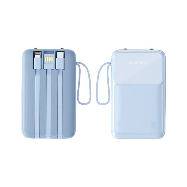 Portable Charger with Built-In Cables and 10000mAh Capacity
