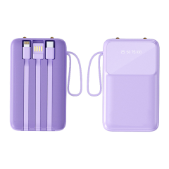 Portable Charger with Built-In Cables and 10000mAh Capacity