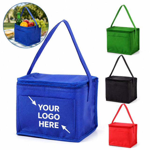 Portable Insulated Cooler Lunch Bag With Front Pocket
