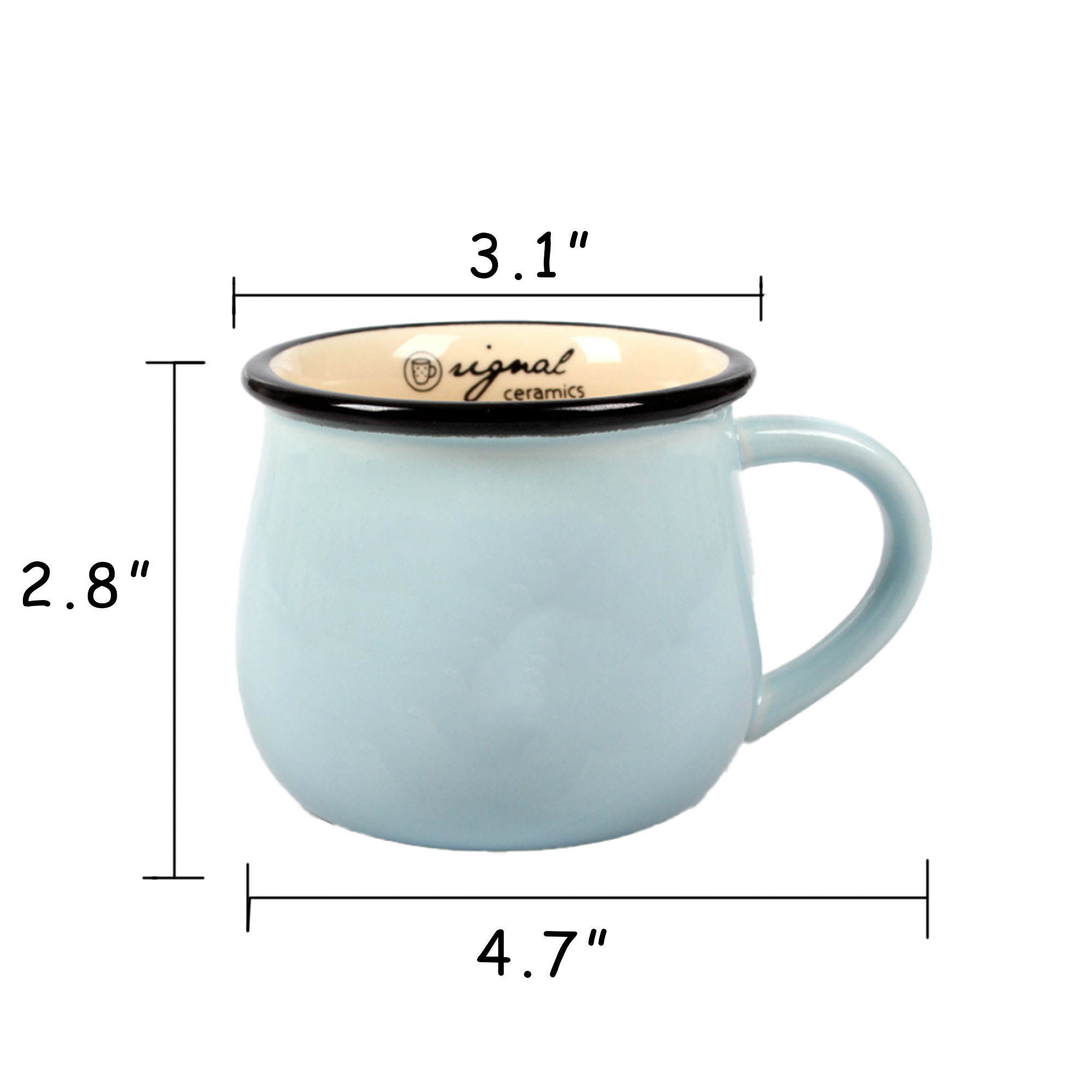 Pot Belly Ceramic Breakfast Mug - Ceramic Coffee Tea Cup