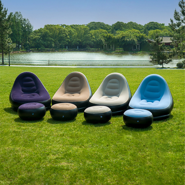 Premium Plush Inflatable Lounge Chair With Ottoman
